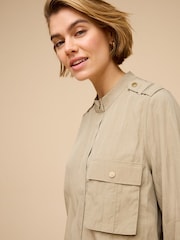 Khaki Green Long Sleeve Utility Blouse - Image 4 of 7
