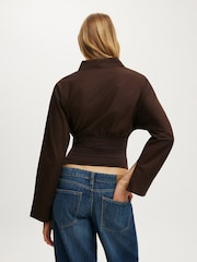 Cotton On Brown Drew Rouched Long Sleeve Shirt - Image 3 of 4