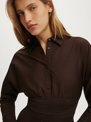 Cotton On Brown Drew Rouched Long Sleeve Shirt - Image 4 of 4