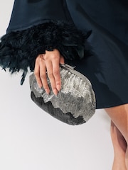 Silver Beaded Occasion Clutch Bag - Image 1 of 8