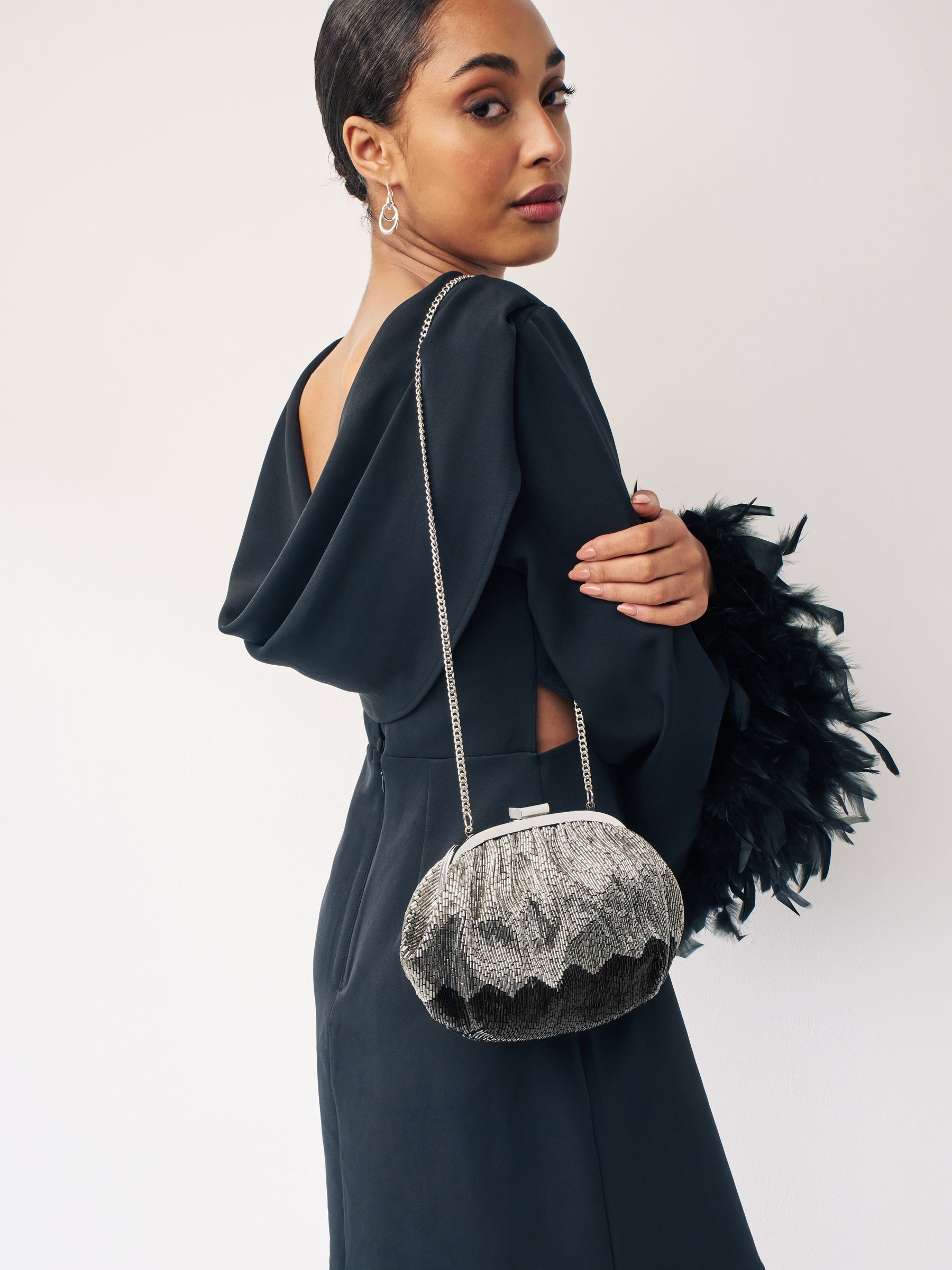 Buy Silver Beaded Occasion Clutch Bag from Next Denmark