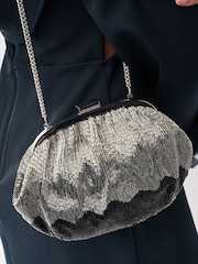 Silver Beaded Occasion Clutch Bag - Image 3 of 8