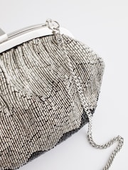 Silver Beaded Occasion Clutch Bag - Image 6 of 8