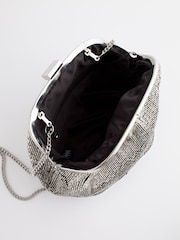 Silver Beaded Occasion Clutch Bag - Image 7 of 8