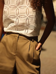 White Sleeveless Broderie Top - Image 5 of 7