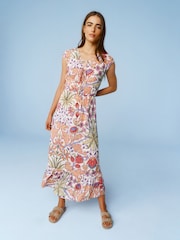 Morris & Co. Hyacinth Leuchtende Farben - Kurzärmeliges Maxikleid mit Bindeband - Bild 1 von 6