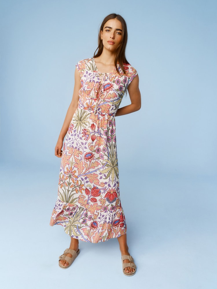 Morris & Co. Hyacinth Leuchtende Farben - Kurzärmeliges Maxikleid mit Bindeband - Bild 1 von 6