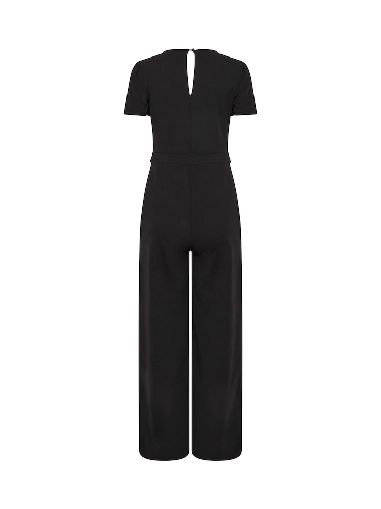M&Co Black Petite Short Sleeve Button Detail Jumpsuit - Image 6 of 6 M&Co Black Petite Short Sleeve Button Detail Jumpsuit - Image 6 of 6