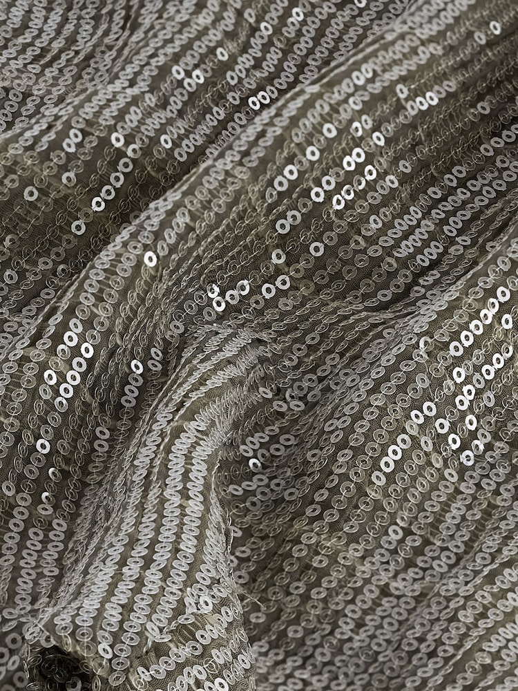 Khaki Green Short Sleeve Sequin T-Shirt - Image 6 of 6