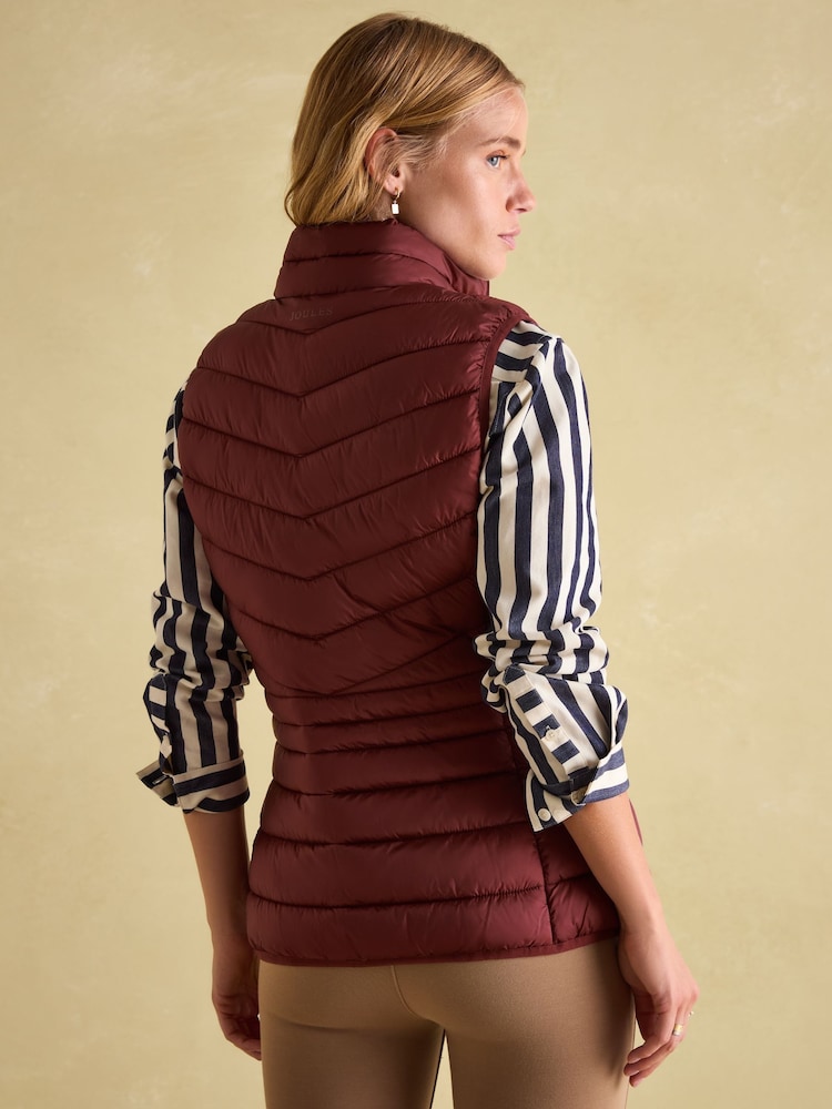 Joules Kenley Burgundy Showerproof Padded Gilet - Image 2 of 6