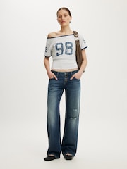 Cotton On Grey The Fitted Off Shoulder Graphic T-Shirt - Image 2 of 4