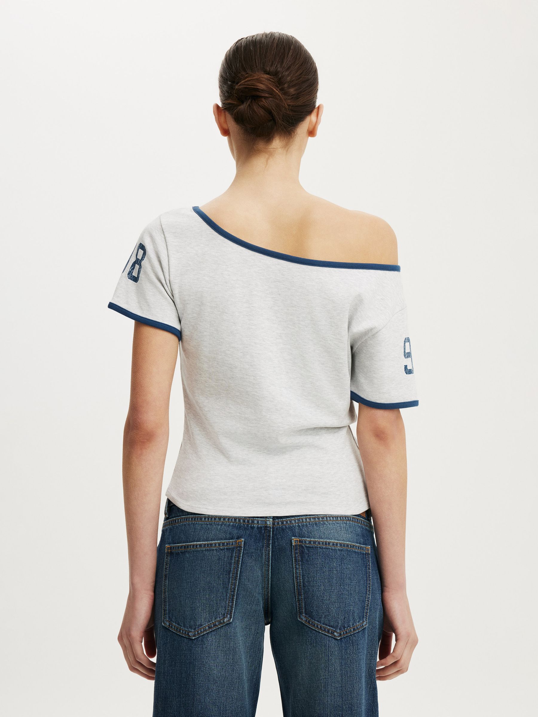 Buy Cotton On Grey Fitted Off Shoulder Graphic T-Shirt from Next USA