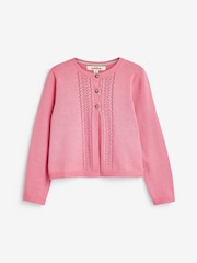 Boden Pink Pointelle 100% Cotton Cardigan - Image 1 of 3