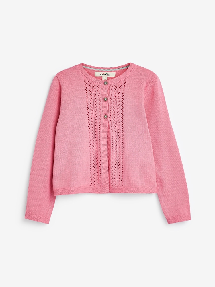 Boden Pink Pointelle 100% Cotton Cardigan - Image 1 of 3 Boden Pink Pointelle 100% Cotton Cardigan - Image 1 of 3