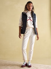 Joules Beckley Navy Padded Showerproof Gilet With Detachable Faux Fur Collar - Image 2 of 5