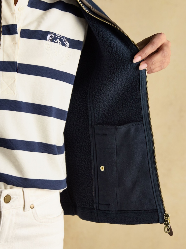 Joules Fairbourne Navy Blue Fleece Gilet - Image 10 of 12