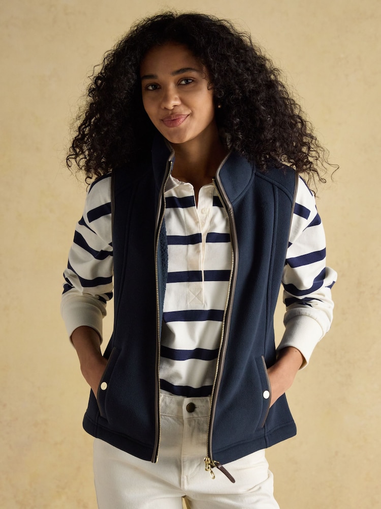 Joules Fairbourne Navy Blue Fleece Gilet - Image 3 of 12
