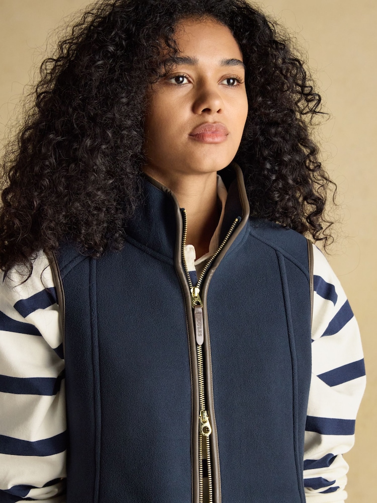 Joules Fairbourne Navy Blue Fleece Gilet - Image 9 of 12