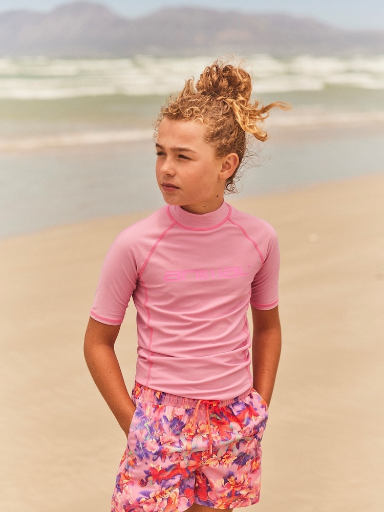 Animal Pink Kids Daisy Recycled Rash Vest - Image 1 of 3