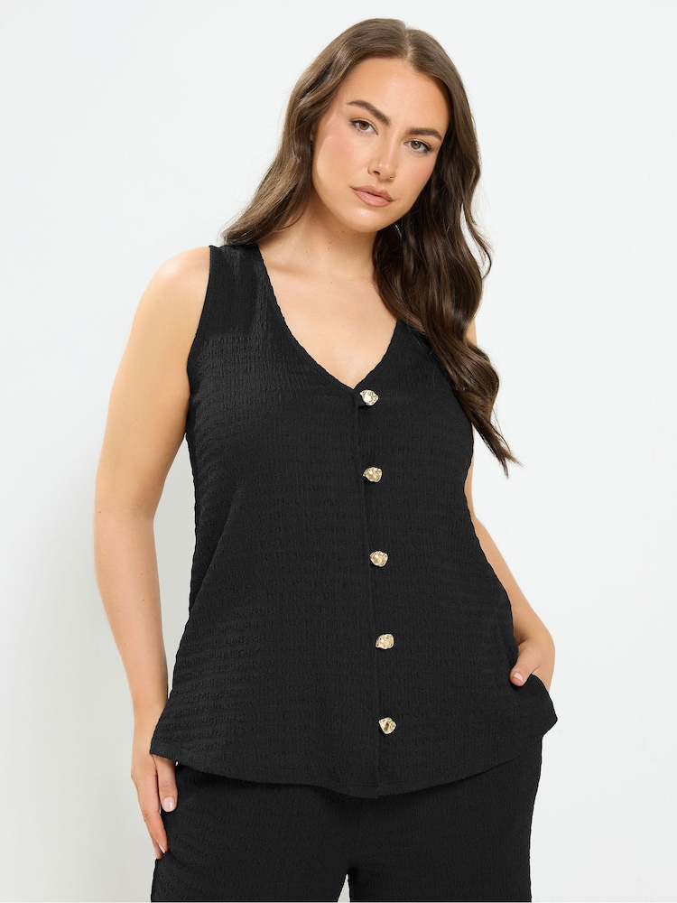 Yours Curve Black Textured Waistcoat - Image 1 of 6 Yours Curve Black Textured Waistcoat - Image 1 of 6
