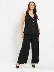 Yours Curve Black Textured Waistcoat - Image 2 of 6