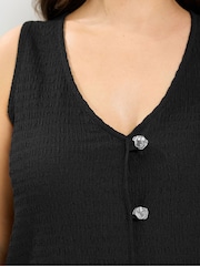 Yours Curve Black Textured Waistcoat - Image 4 of 6