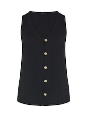 Yours Curve Black Textured Waistcoat - Image 5 of 6