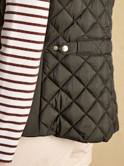 Joules Braemar Luxe Khaki Green Showerproof Diamond Quilted Gilet - Image 11 of 13