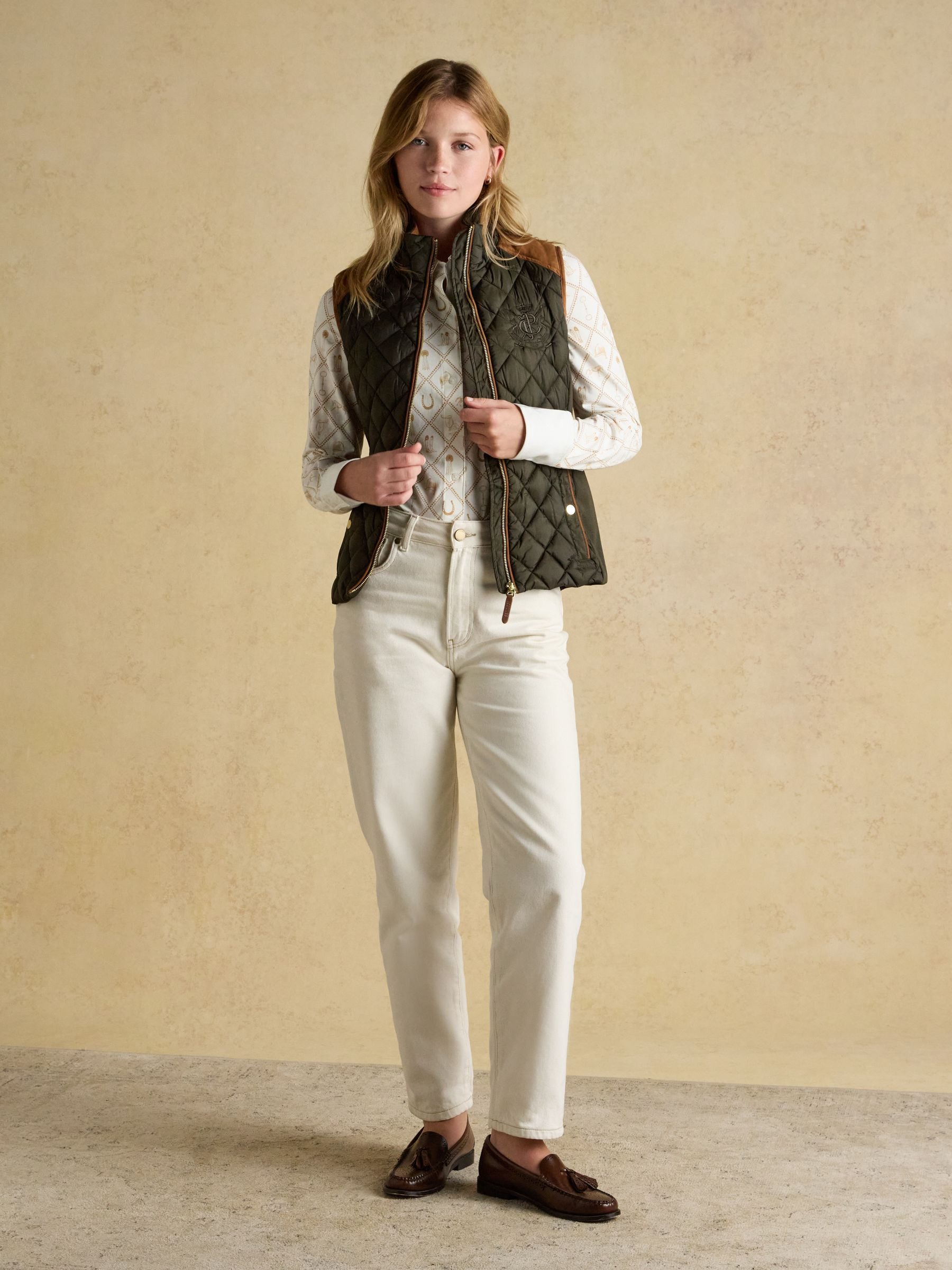 Buy Joules Braemar Luxe Khaki Green Showerproof Diamond Quilted