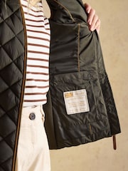 Joules Braemar Luxe Khaki Green Showerproof Diamond Quilted Gilet - Image 4 of 13