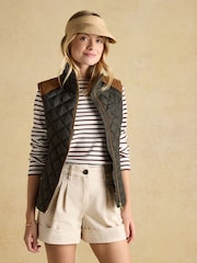 Joules Braemar Luxe Khaki Green Showerproof Diamond Quilted Gilet - Image 7 of 13