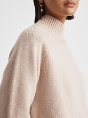 Reiss Neutral Gloria Casual Wool-Cashmere Funnel Neck Jumper - Image 1 of 6