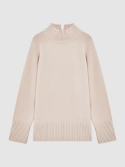 Reiss Neutral Gloria Casual Wool-Cashmere Funnel Neck Jumper - Image 2 of 6