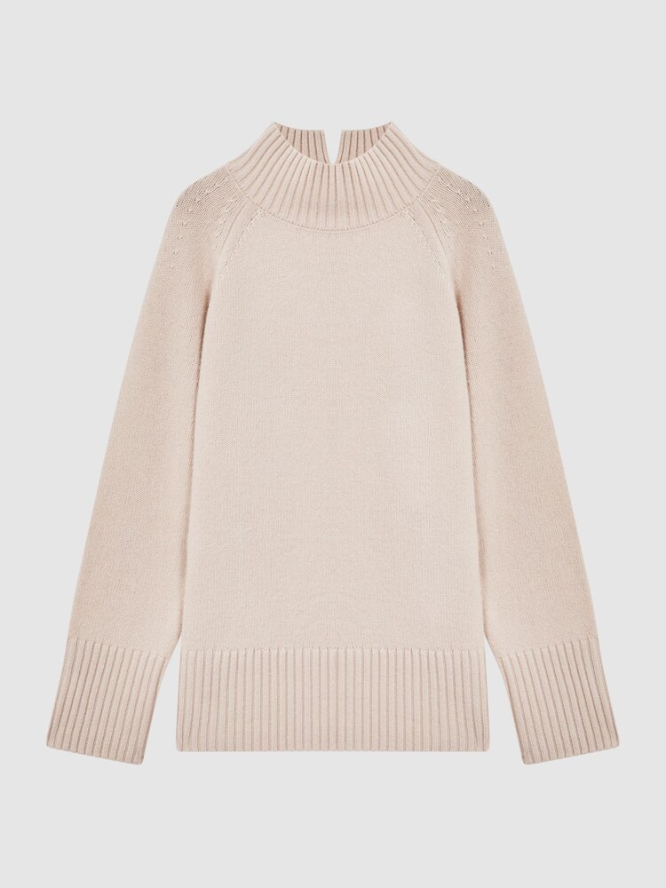 Reiss Neutral Gloria Casual Wool-Cashmere Funnel Neck Jumper - Image 2 of 6 Reiss Neutral Gloria Casual Wool-Cashmere Funnel Neck Jumper - Image 2 of 6