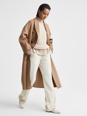 Reiss Neutral Gloria Casual Wool-Cashmere Funnel Neck Jumper - Image 3 of 6