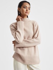 Reiss Neutral Gloria Casual Wool-Cashmere Funnel Neck Jumper - Image 4 of 6