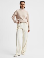 Reiss Neutral Gloria Casual Wool-Cashmere Funnel Neck Jumper - Image 5 of 6