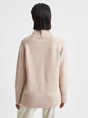 Reiss Neutral Gloria Casual Wool-Cashmere Funnel Neck Jumper - Image 6 of 6