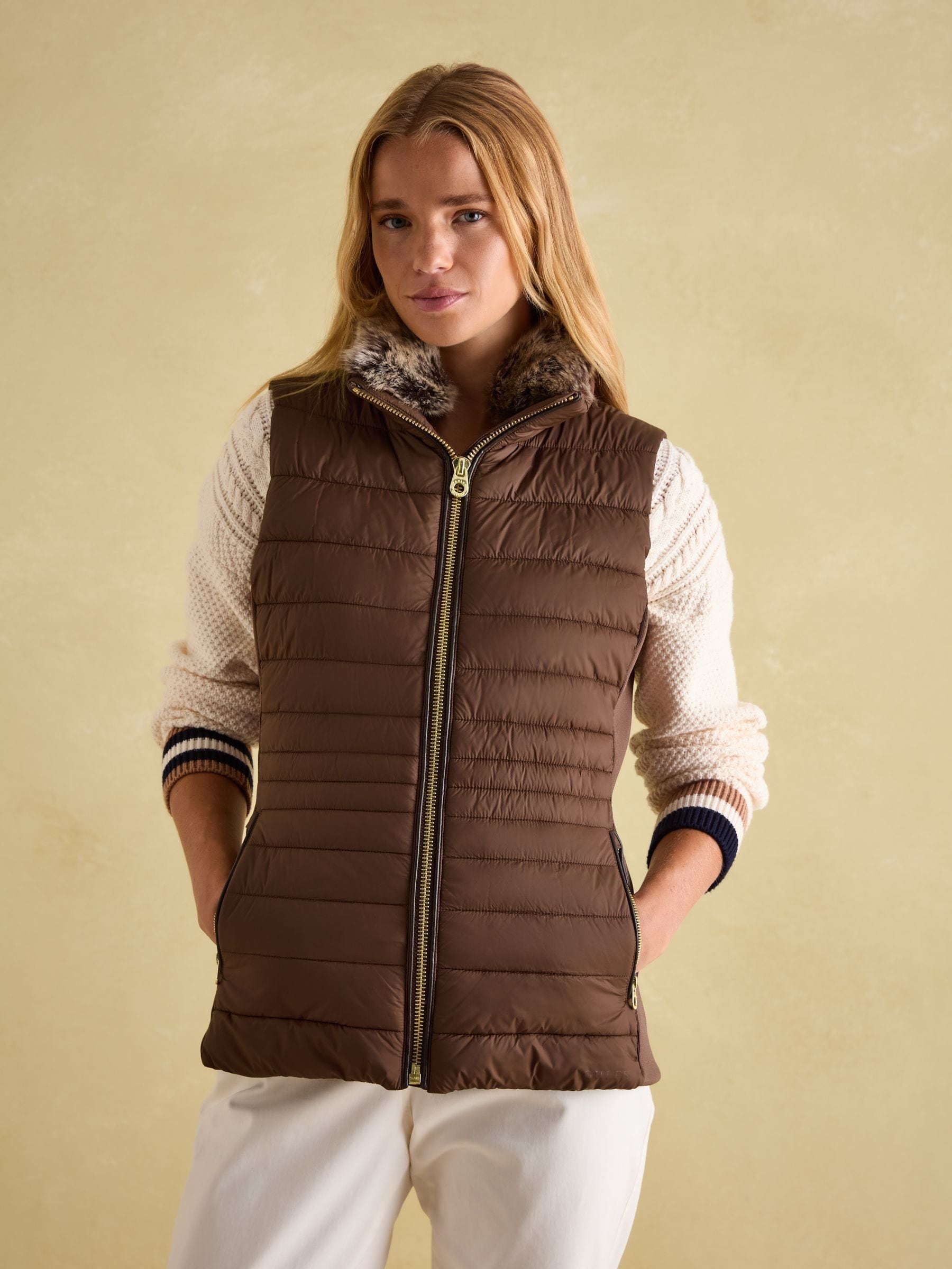 Buy Joules Beckley Brown Padded Showerproof Gilet With Detachable