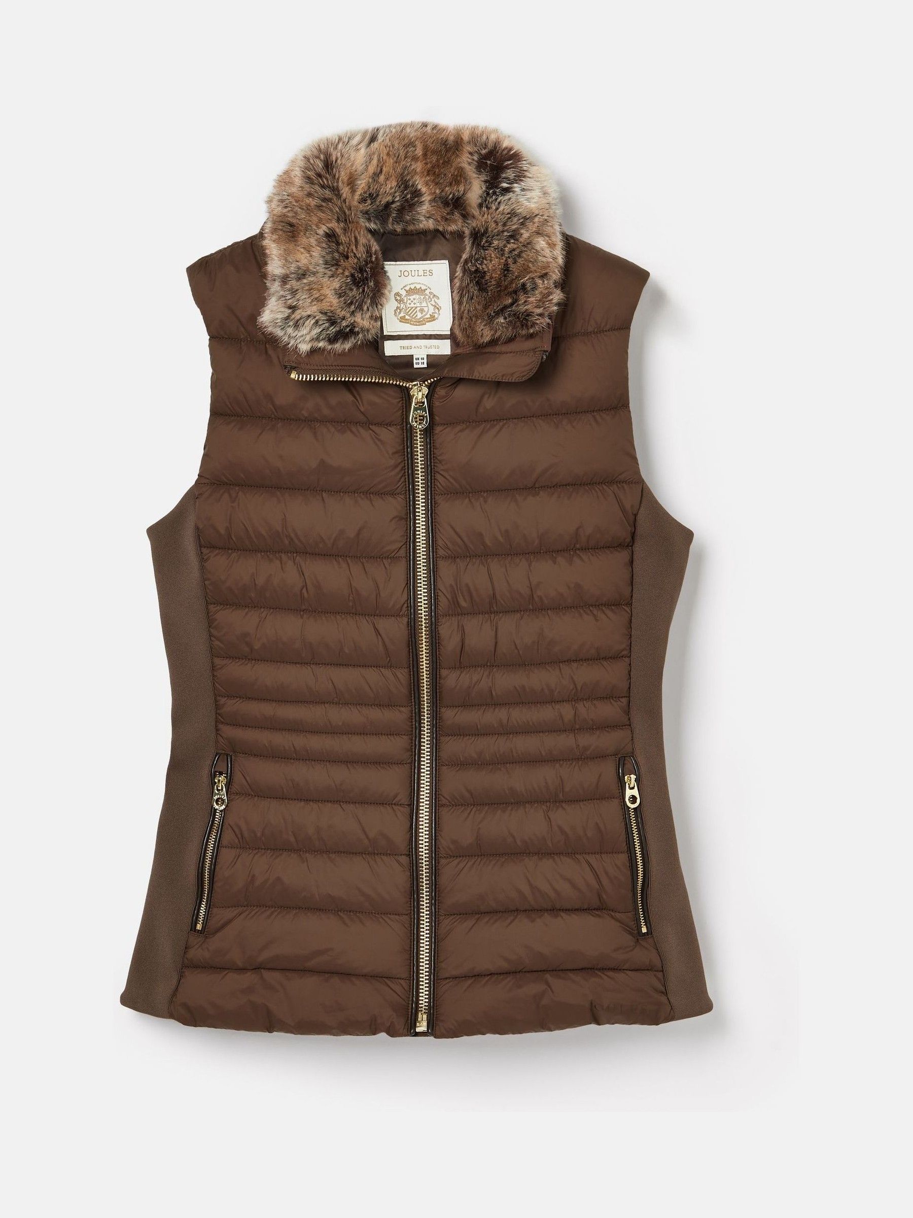 Buy Joules Beckley Brown Padded Showerproof Gilet With Detachable