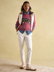 Joules Beckley White Padded Showerproof Gilet With Detachable Faux Fur Collar - Image 4 of 7