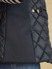 Joules Braemar Luxe Navy Blue Showerproof Diamond Quilted Gilet - Image 10 of 11