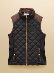 Joules Braemar Luxe Navy Blue Showerproof Diamond Quilted Gilet - Image 9 of 9