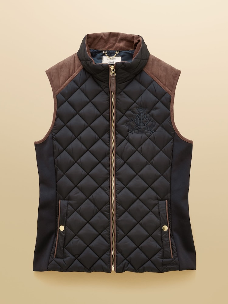 Joules Braemar Luxe Navy Blue Showerproof Diamond Quilted Gilet - Image 9 of 9 Joules Braemar Luxe Navy Blue Showerproof Diamond Quilted Gilet - Image 9 of 9
