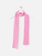 Oliver Bonas Pink Marl Ribbed Knitted Skinny Scarf - Image 1 of 4