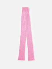 Oliver Bonas Pink Marl Ribbed Knitted Skinny Scarf - Image 3 of 4