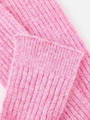 Oliver Bonas Pink Marl Ribbed Knitted Skinny Scarf - Image 4 of 4
