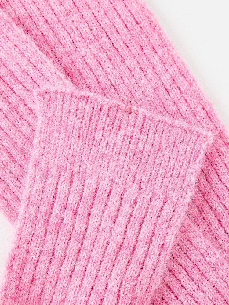 Oliver Bonas Pink Marl Ribbed Knitted Skinny Scarf - Image 4 of 4 Oliver Bonas Pink Marl Ribbed Knitted Skinny Scarf - Image 4 of 4