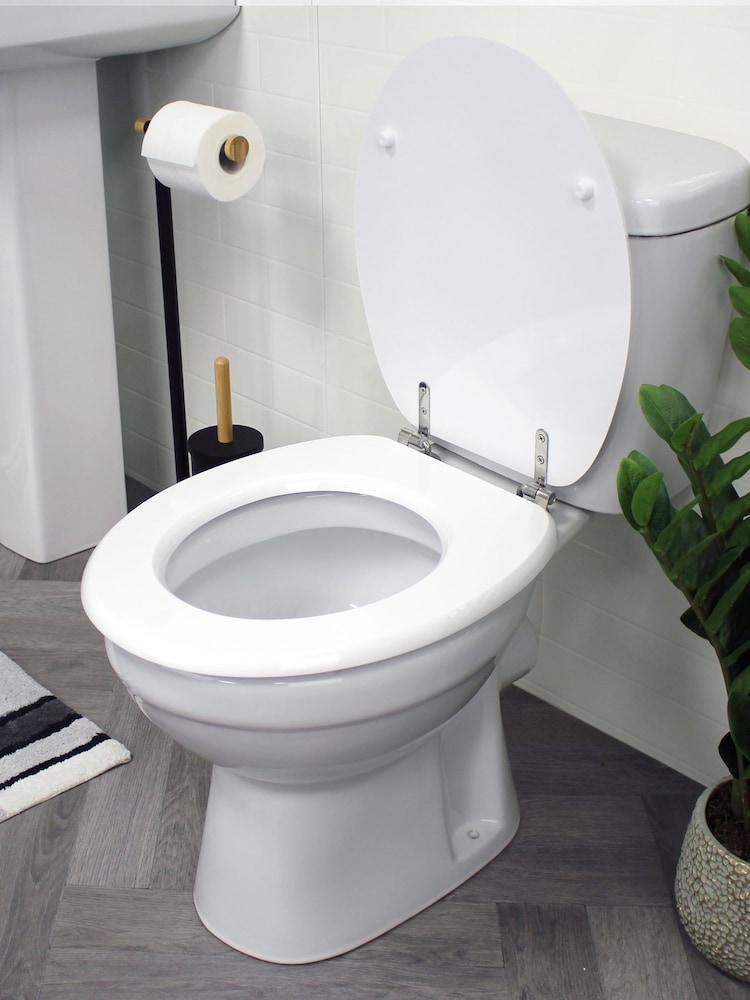 Showerdrape White Oxford Wooden Toilet Seat - Image 2 of 4