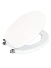 Showerdrape White Oxford Wooden Toilet Seat - Image 3 of 4